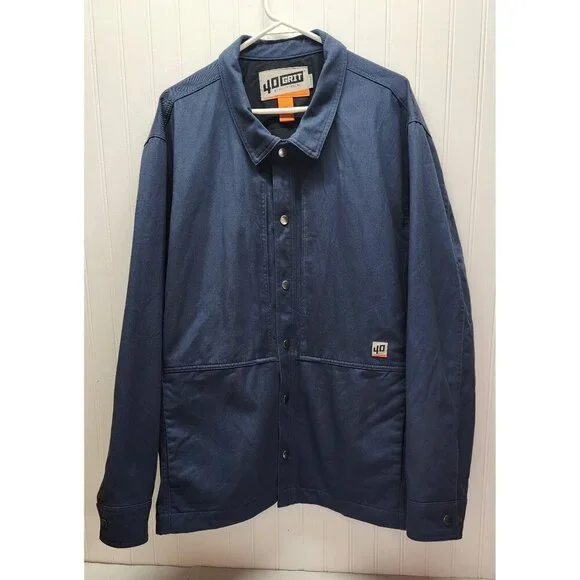 40 Grit By Duluth Trading Mens Navy Blue Button-Up Jacket 2XL 100% Cotton Shell - Picture 1 of 7